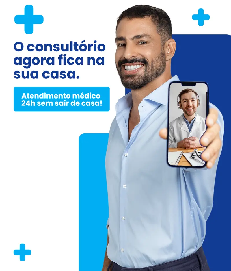 Atendimento médico 24h — consultório na sua casa.