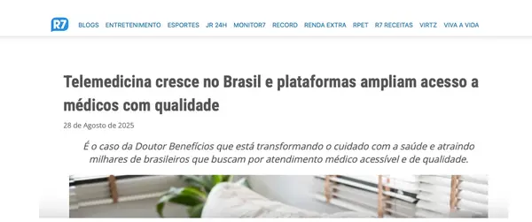 R7 — Telemedicina cresce no Brasil